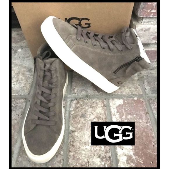 UGG  Women Olli Hi Top Grey Brush Suede Sneakers - Picture 3 of 6